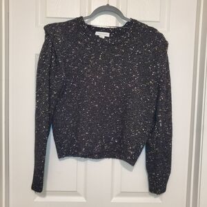 Calligraphie M Sweater Black Metallic Gold New Poof Shoulder Crewneck